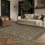 HUGEAR 5x7 Brown Linen Look Washable Area Rug for Living Room - Image 2