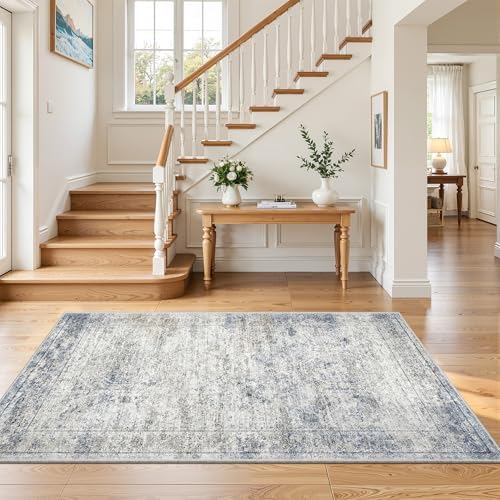 4x6 Area Rug for Entryway,Washable Kitchen Rug,Blue - Image 3
