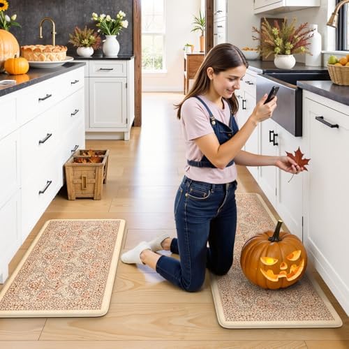 Collive Fall Kitchen Rugs Non Slip Washable Sink Mat 17.3"x47"+17.3"x29" - Image 6