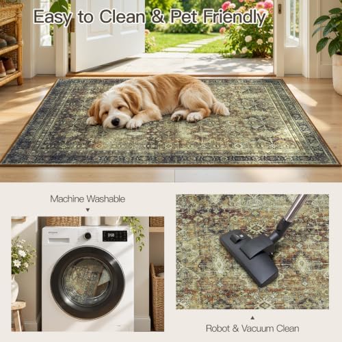 2x3 Area Rugs for Livingroom Entryway Bathroom, Washable Kitchen Mats,Brown - Image 5
