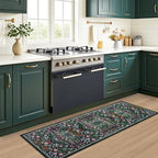 PLHXFR 2.6x8 Washable Runner Rug：Floral Indoor Kitchen Carpet Dark Green - Image 6