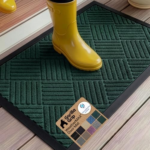 GORILLA GRIP WeatherMAX Door Mat, Indoor Outdoor Use, 35x23, Green Diamond by GorillaGrip