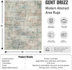 5x7 Area Rugs for Living Room: Washable Abstract Multi Color Bedroom Carpet - Image 2