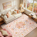 RELEANY Washable Area Rug, 6'x8', Pink/Light Pink/Colorful by RELEANY