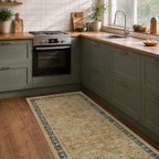 Hazo Haus Washable 3x6 Large Mudroom Area Rug, Bohemian Kitchen Floor Rug, Non-Slip & Stain Resistant, Vintage Rustic Brown and Charcoal Olive Farmhouse Floral Décor - Image 3