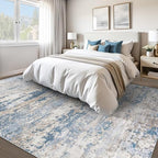pmtsns Area Rugs 10x14 Living Room: Washable Rug Modern Abstract Neutral Soft Non-Slip Low-Pile Indoor Large Carpet for Bedroom Dining Room Playroom Home Office (Light Blue Brown, 10'x14') - Image 2