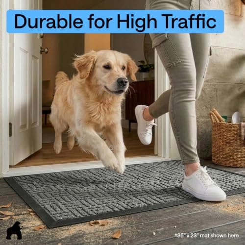 GORILLA GRIP WeatherMAX Door Mat, Indoor Outdoor Use, 47x35, Gray Maze - Image 6