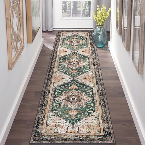 Yamaziot Washable Runner Rug, 2x8 Non-Slip Boho Vintage Hallway Kitchen Rug by Yamaziot