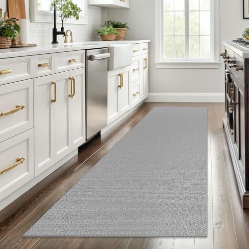 EARTHALL Washable Runner Rug, Non Slip Foyer Runner, 3x8 Ft, Heather Gray - Image 2