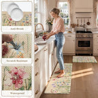 KIMODE Anti Fatigue Kitchen Mats, Farmhouse Floral Kitchen Rugs Sets of 2 - Image 6