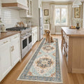 Madane Hallway Runner Rug 2x8 Washable Kitchen Rugs Non-Slip, Orange/Blue by Madane