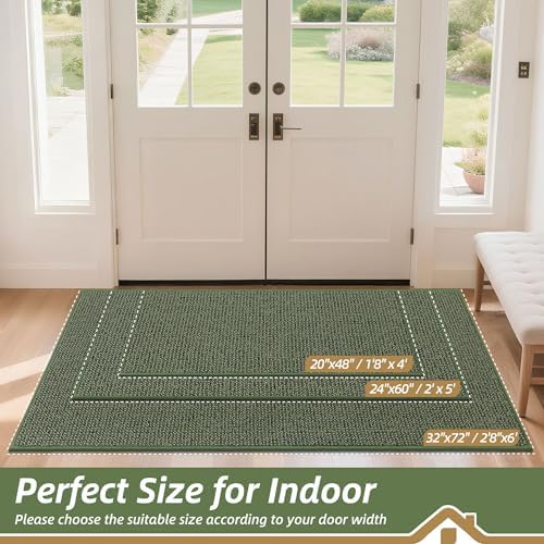 BEQHAUSE Dirt Trapper Door Mat 20" x 48", Non-Slip Washable Doormats, Green - Image 2