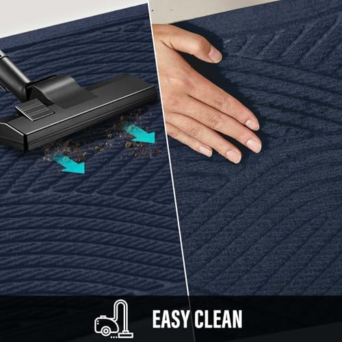 HIYARD Sturdy Front Door Mat, Absorbent Muddy Dirt Resist Welcome Door Mats Outdoor Indoor, Stain and Fade Resistant, Non-Slip Backing Entry Mat Low Profile Doormat for Entryway, 29×17, Blue - Image 7