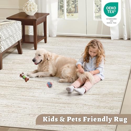 Area Rug 6x9 Living Room Rugs: Washable Modern Rug Non-Slip Soft Rugs Stain Resistant Printed Rug Indoor Carpet for Bedroom Kitchen Dining Room Nursery Home(Beige, 6'x9') - Image 5