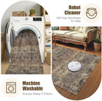 Washable Area Rug 6' x 9' Vintage Traditional Persian Mat - Foldable Distressed Non-Slip Machine Washable Carpet for Living Room Bedroom Kitchen Home Decor - Umber and Slate - Image 7