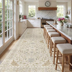 Madane 4x12 Wide Hallway Runner Rug Washable for Living Room, Beige/Blue - Image 4