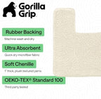 GORILLA GRIP Chenille Bath Rug Mat for Square Toilet Base, 24x19 Ivory - Image 3