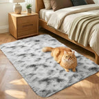 3x5 Tie-Dyed Grey and White Fluffy Area Rug Non-Slip for Bedroom Entryway by ModernHomeDecor