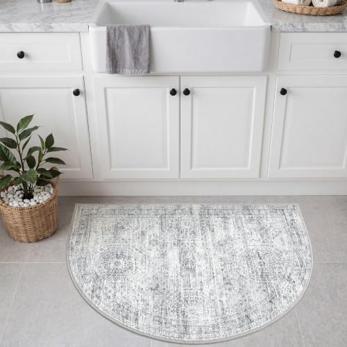 2x3 Half Circle Rug, Small Washable Entryway Rug,Grey - Image 4