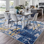 RELEANY Washable 5'x8' Abstract Area Rug for Living Room Blue Gold - Image 3