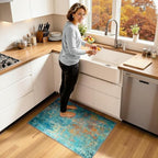 RELEANY Washable 2'x3' Abstract Area Rug for Living Room Teal Multi - Image 2