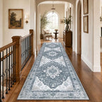 RELEANY Washable Area Rug, Runner 3'x10', Grey/White/Beige by RELEANY