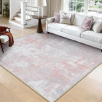 RELEANY Washable Square 8'x8' Area Rug for Living Room Gray Pink by RELEANY