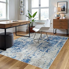 4x6 Area Rugs for Living Room Washable Bedroom Dining Room Blue Grey White - Image 3