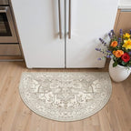 Madane Washable Half Circle Round Rug 2x3 Small Moon Rugs, Beige/Brown - Image 4