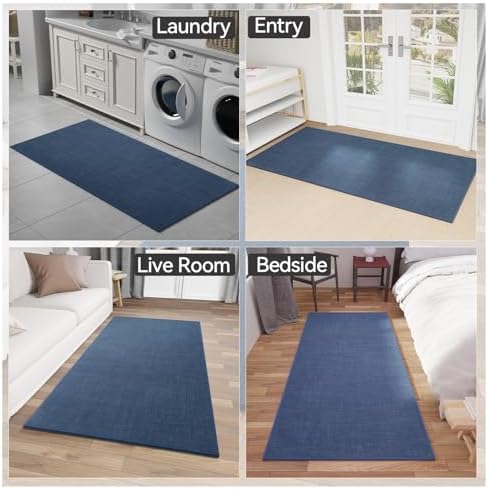 Kitchen Mats Set of 2 PCS for Floor, Washable Non Slip Rugs, Dark Blue - Image 5