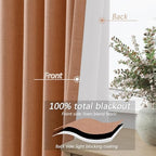 Guken Extra Long 100% Blackout Linen Curtains 108 Inches Peach Quartz - Image 4