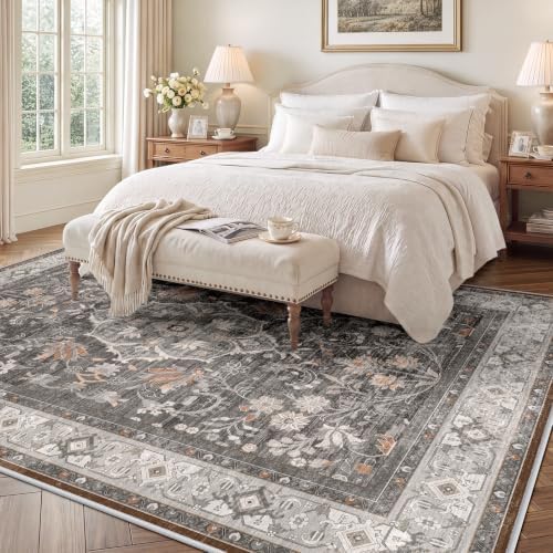 SameBed 6x9 Area Rug Living Room, Vintage Washable Carpet Warm Taupe - Image 3
