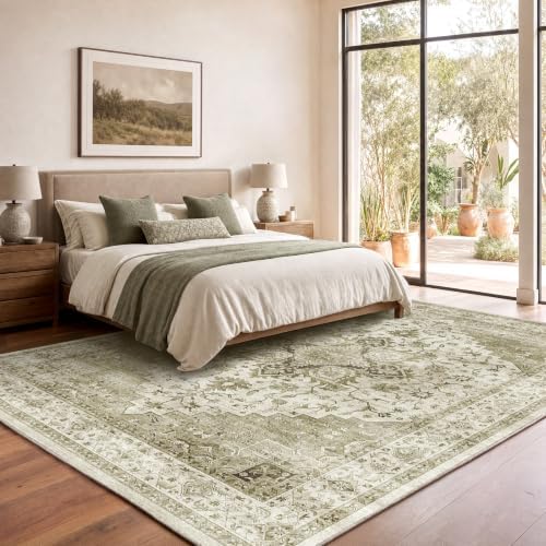 Amada Vintage Washable Area Rug,9'x12',Light Walnut - Image 3