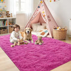 Noahas 5x7 Hot Pink Fluffy Soft Area Rug Non-Slip for Kids Bedroom Nursery - Image 4