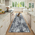 RELEANY Washable Runner 3'x9' Abstract Area Rug for Hallway Black White by RELEANY