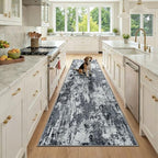 RELEANY Washable Runner 3'x9' Abstract Area Rug for Hallway Black White by RELEANY