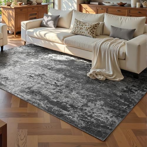 Ompaa Living Room Rug 5x7 Black Area Rug Machine Washable Boho Carpet Non Slip Abstract Vintage Indoor Large Rugs for Bedroom, Classroom, College Dorm, Farmhouse, Dining Room, Kids Playroom - Image 2