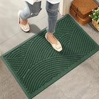 HIYARD Sturdy Front Door Mat, Absorbent Muddy Dirt Resist Welcome Door Mats Outdoor Indoor, Stain and Fade Resistant, Non-Slip Backing Entry Mat Low Profile Doormat for Entryway, 36×24, Green by HIYARD