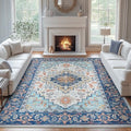 Lofus 9x12 Area Rugs for Living Room Bedroom, Soft Boho Carpet Floral Blue by Lofus