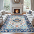 Lofus 8x10 Area Rugs for Living Room Bedroom, Soft Boho Carpet Floral Blue - Image 3