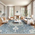 Amada Large 10x14 Washable Area Rug for Living Room, Blue/Yellow, Vintage by AMADAHOMEFURNISHING