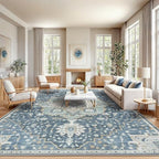Amada Large 10x14 Washable Area Rug for Living Room, Blue/Yellow, Vintage by AMADAHOMEFURNISHING