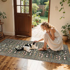 Washable 2x8 Hallway Runner Rug: Vintage Water-Resistant Kitchen Entryway Rug Ultra Soft Living Room Bedroom Carpet with Non Slip Backing Indoor Low Pile Floor Mat for Bathroom Dining Room(2x8,Green) - Image 6