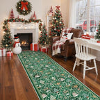 Madane Christmas Hallway Runner Rug 2x8, Soft Washable Green Kitchen Rugs - Image 2