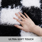 Ophanie Checkered Black & White Rug for Living Room Bedroom,Fluffy Soft Cute Fuzzy Area Rugs,Shag Plush Shaggy Bedside Floor 6x9 Furry Carpet Kids Baby Teen Dorm Decor with Over 99 pcs Pile fibers - Image 2