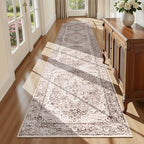 Lofus 2x10 Runner Rug for Hallways, Washable Kitchen Rugs, Non-Slip Rugs for Entryway and Bedroom, Vintage Boho Carpet, Soft Low Pile Long Runner Area Rug, Vintage Beige Brown by Lofus