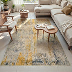 Area Rug 4x6 Beige Rug Washable Boho Rugs Non Slip Low Pile Abstract Small Carpet for Entryway, Bedroom, Kitchen, Classroom, Kids Room, Office, Dorm, Dining Room Light Tan - Image 2