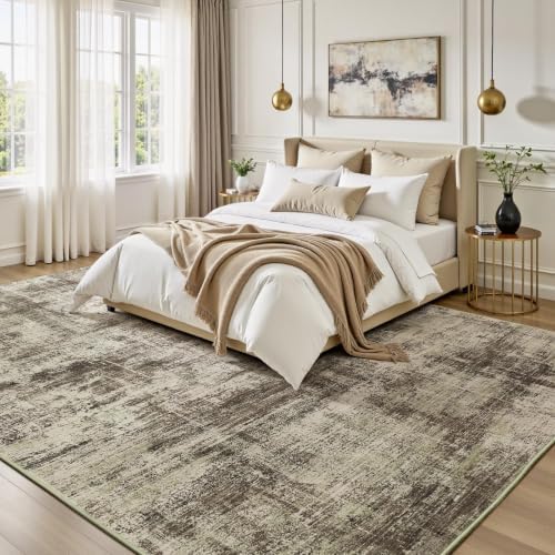 Lofus 8x10 Area Rug for Living Room, Abstract Washable Large Rugs, Brown - Image 2