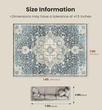 Amada Large 10x14 Washable Area Rug for Living Room, Blue/Yellow, Vintage - Image 2