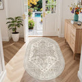 Madane Oval Rug 3x5 for Entryway Kitchen, Small Oval Area Rugs, Beige/Brown by Madane
